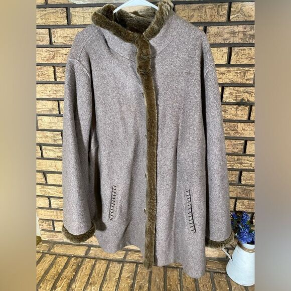 J.Jill‎ faux fur coat wool blend - Picture 1 of 7